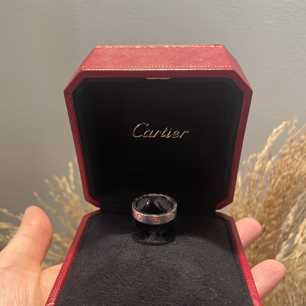 CARTIER LOVE WEDDING BAND, 1 DIAMOND WHITE GOLD SIZE 49